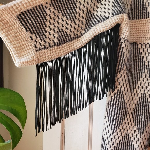 WOOL BLEND KNIT CARDIGAN WITH FRINGE SLEEVES - Picture 2 of 3